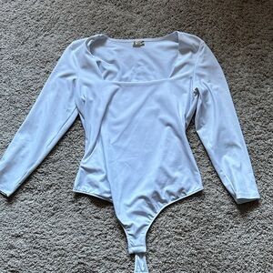 Free People Intimately White Long Sleeve Bodysuit
